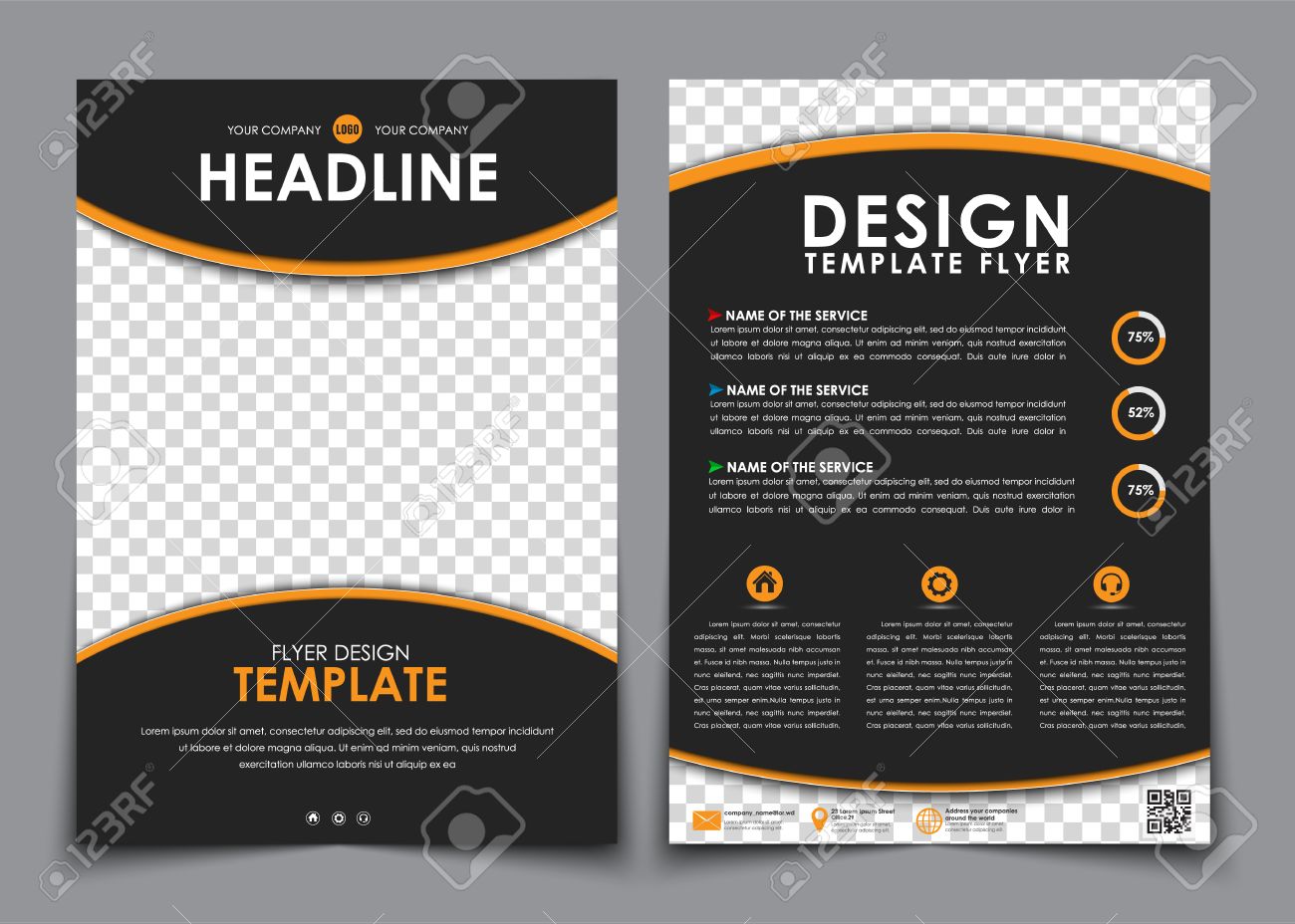 design flyers black with orange elements brochure templates design flyers free