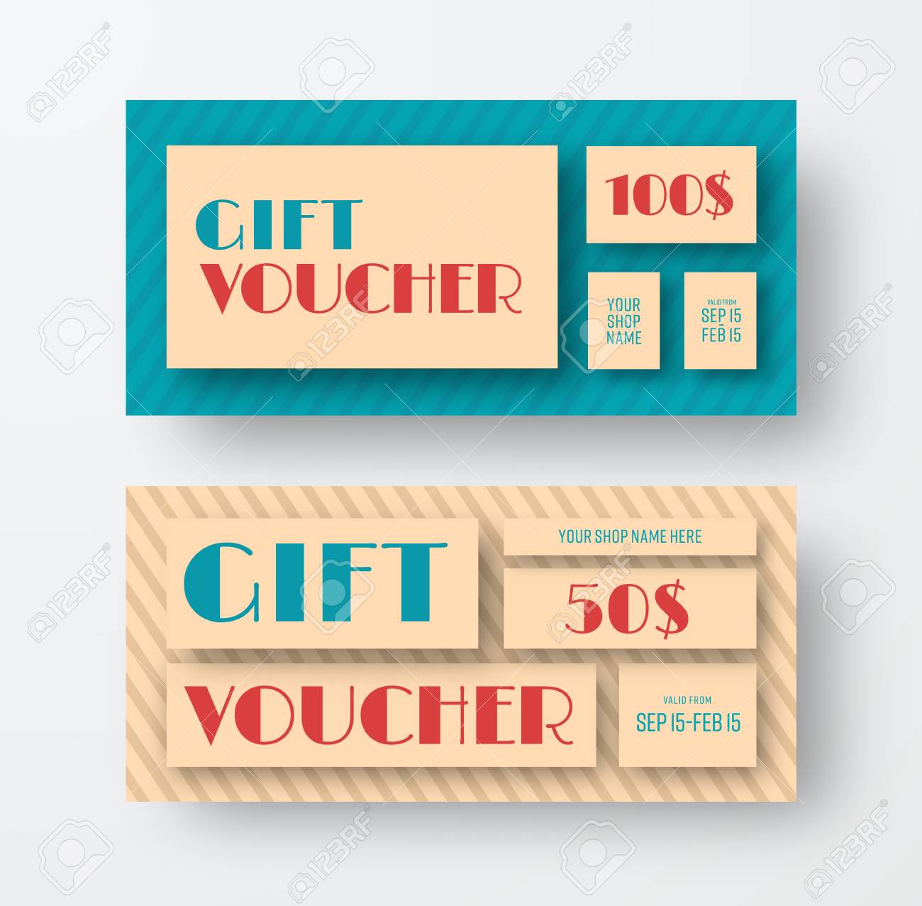 vector vintage gift voucher design template coupon in retro