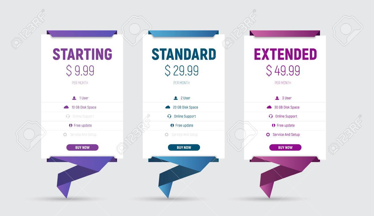 折り畳まれた紙脚で折り紙のスタイルでベクトル価格表のテンプレートです Web サイトおよび搭乗のショップ バナーをデザインします セット のイラスト素材 ベクタ Image