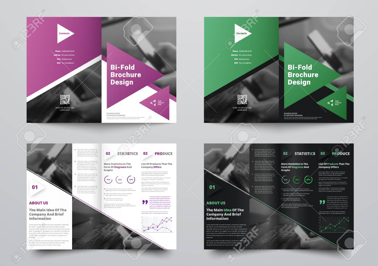vector bi fold brochure for business with a place for photos