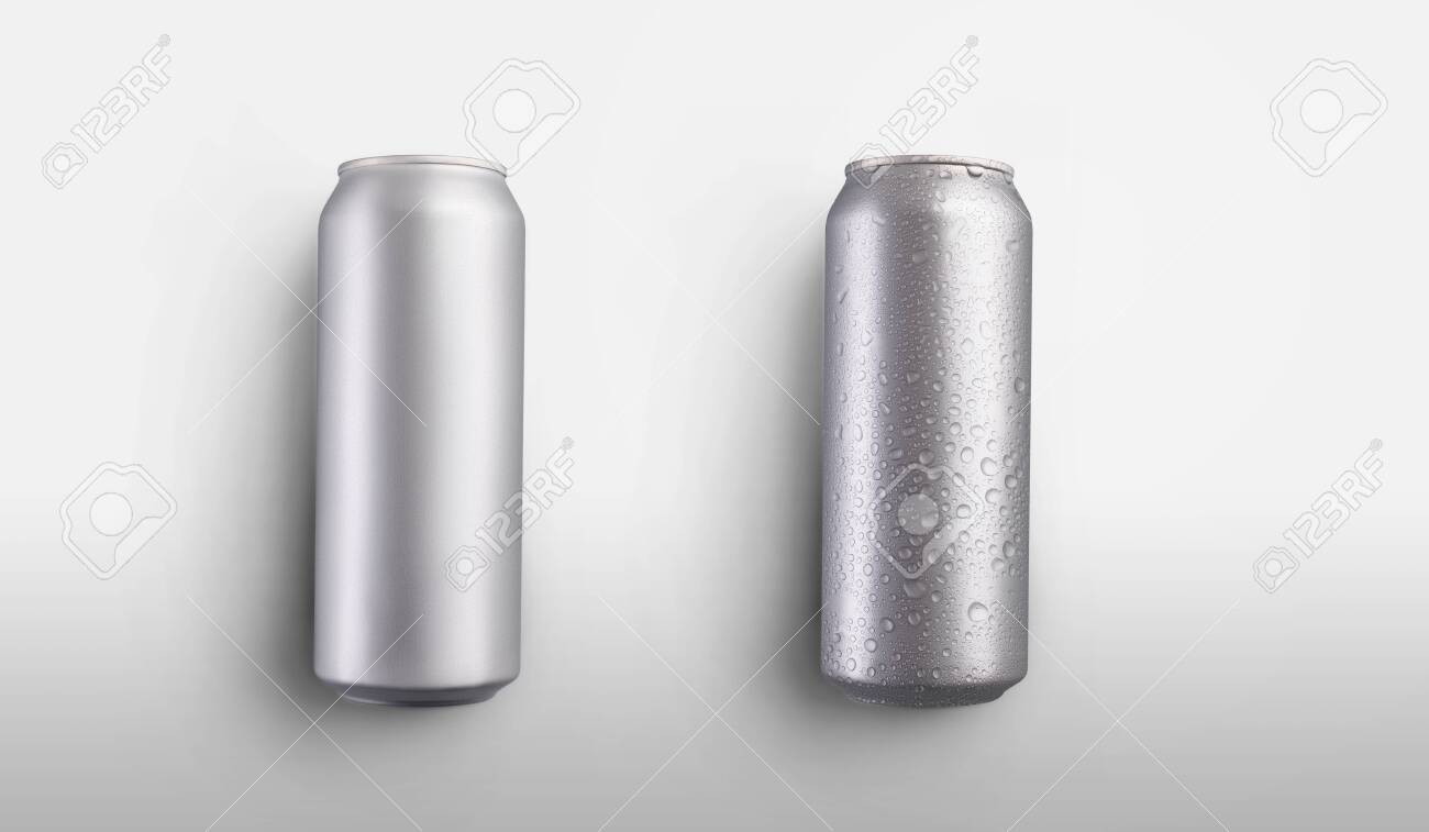 Download Mockup Of Tall Empty Shiny Cans With Condensation Of Water Stock Photo Picture And Royalty Free Image Image 147979892