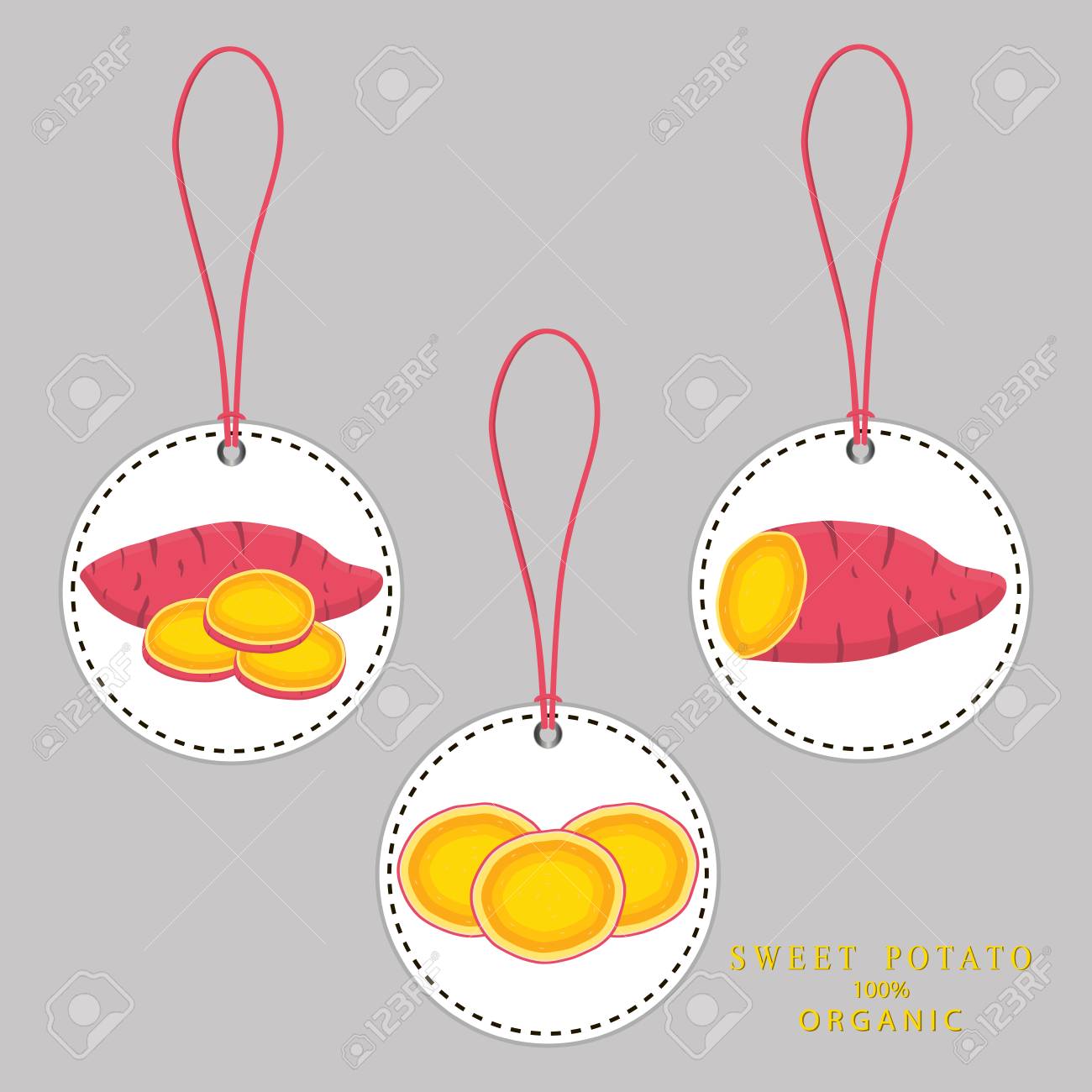 Cone Abstrato Da Ilustracao Do Icone Do Vetor Para A Batata Doce Vegetal Inteira Alimentos Cozidos Cortados Teste Padrao Da Batata Que Consiste No Alimento Cozido Fervido Maduro Fritadas Cozinhadas Batata Doce
