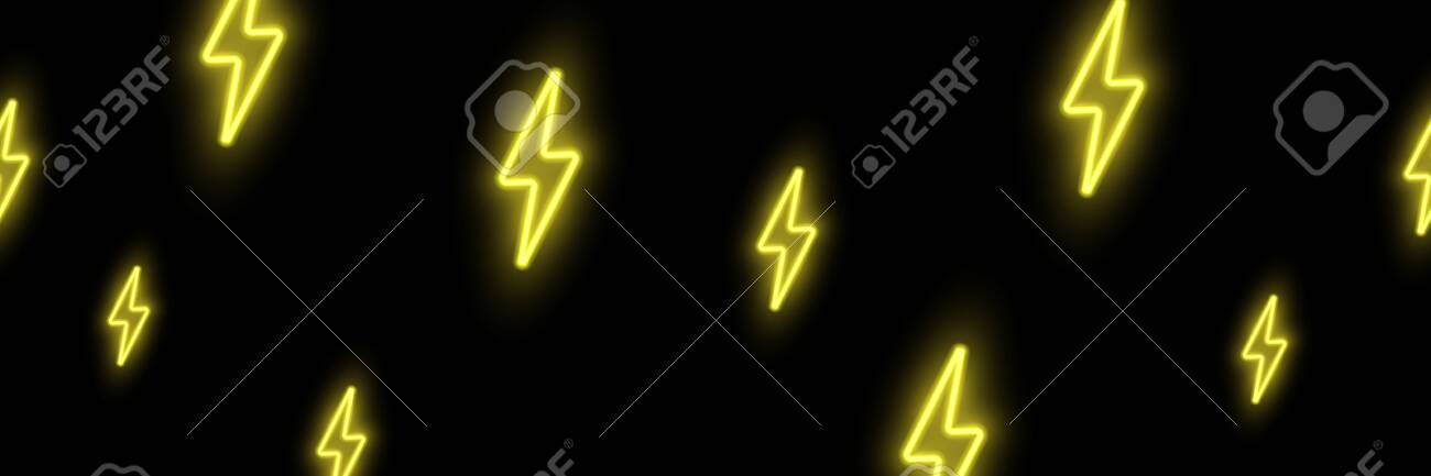 Glowing Yellow Neon Lightning Bolt Horizontal Seamless Pattern Royalty Free Cliparts Vectors And Stock Illustration Image 148966898 123rf com