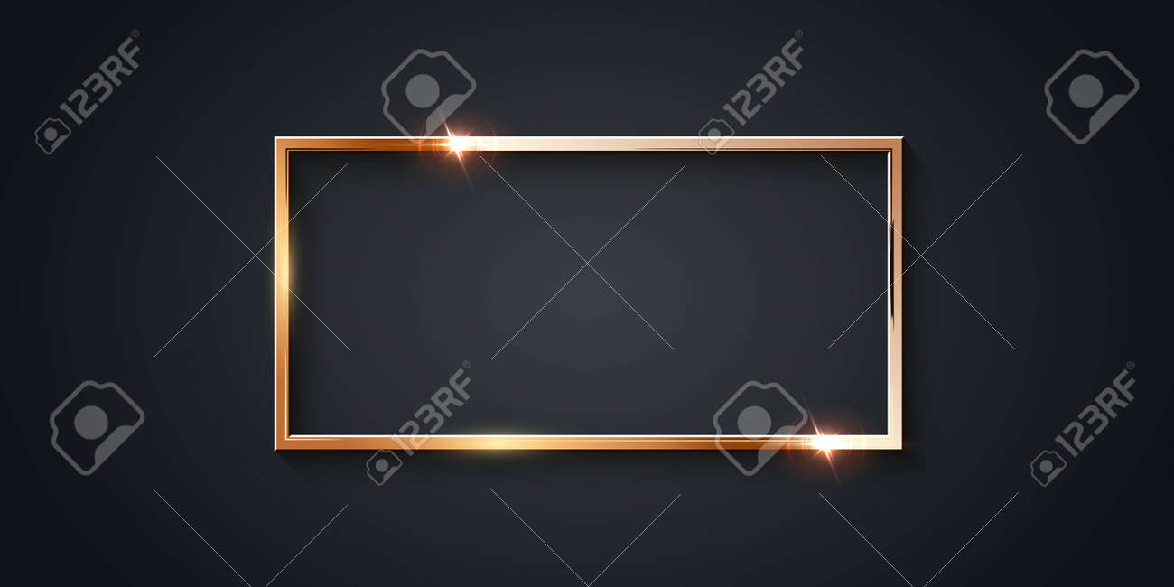 Golden rectangle frame for picture on gray background. Blank space for picture, painting, card or photo. 3d realistic modern template vector illustration. Simple gold object on wall - 163399965 Golden rectangle frame for picture on gray background. Blank space for picture, painting, card or photo. 3d realistic modern template vector illustration. Simple gold object on wall - 163399965