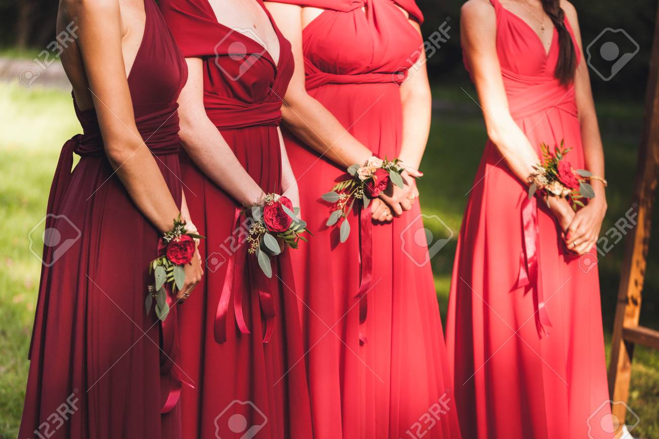 bridesmaid red dresses