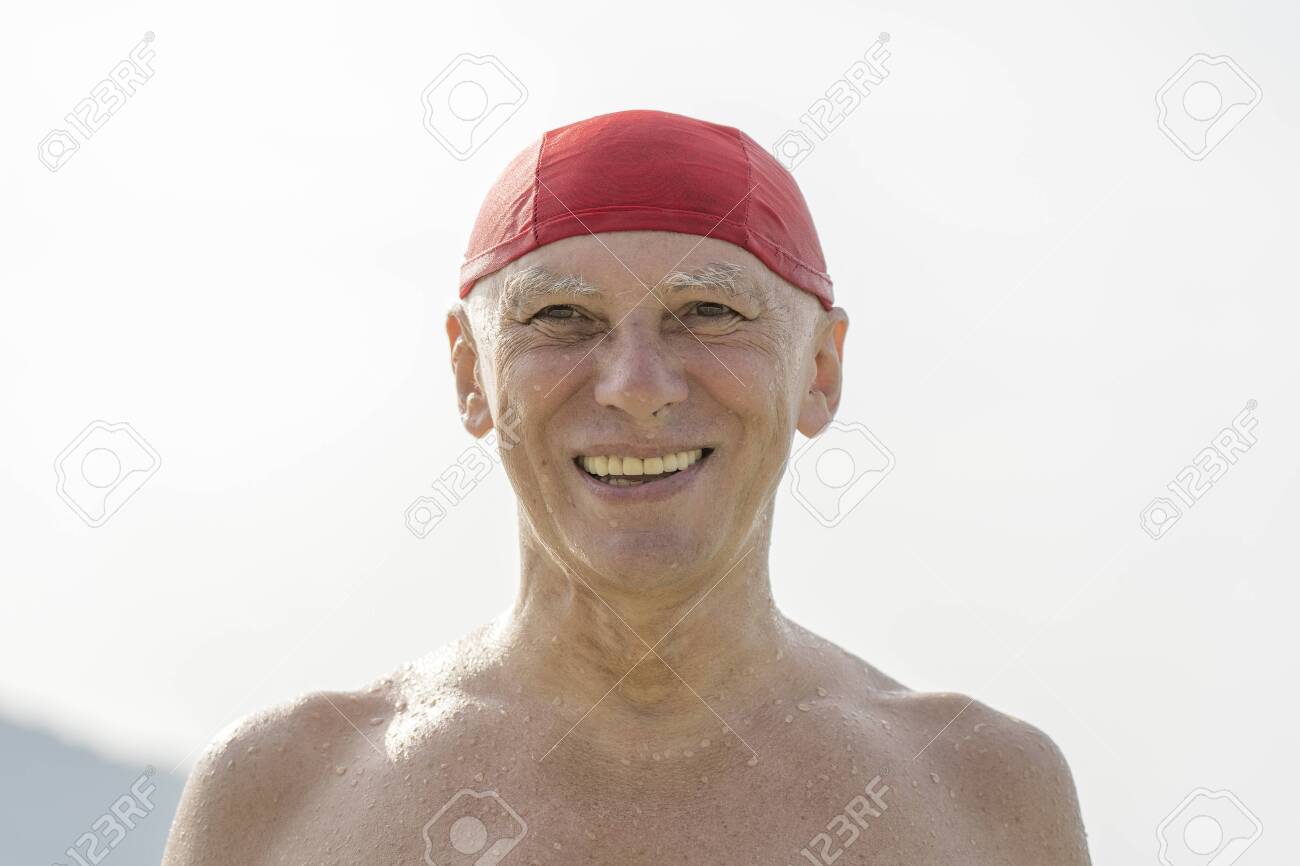 red swimming hat