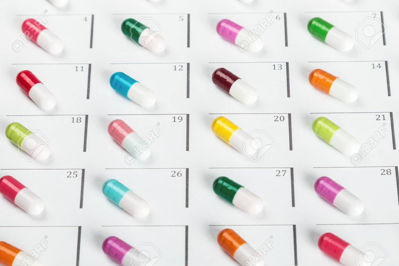 different colors of the pill on the schedule of taking medicines medicines schedule