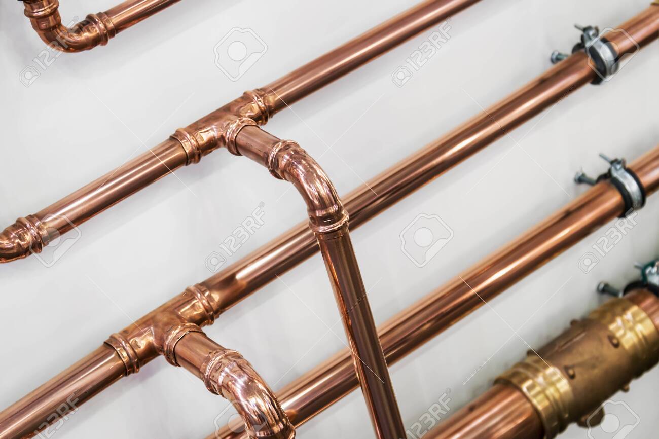 Copper Pipes And Fittings For Carrying Out Plumbing Work Plumbing Fixing Pipes And Fittings For Connection Of Water Or Gas Systems Stock Photo Picture And Royalty Free Image Image 123024201