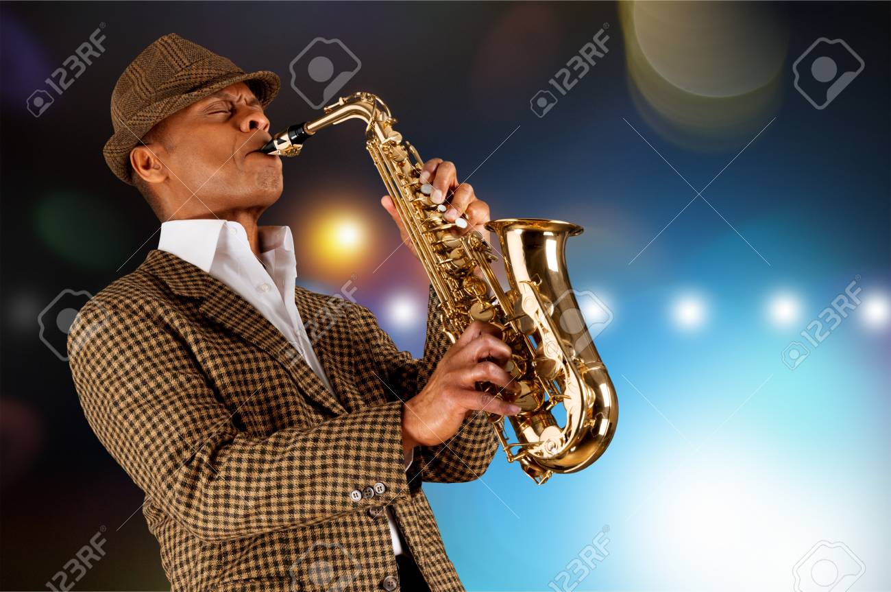 Black American Jazz Saxophone Player. Vintage. Studio Shot. Stock Photo,  Picture and Royalty Free Image. Image 90952515.