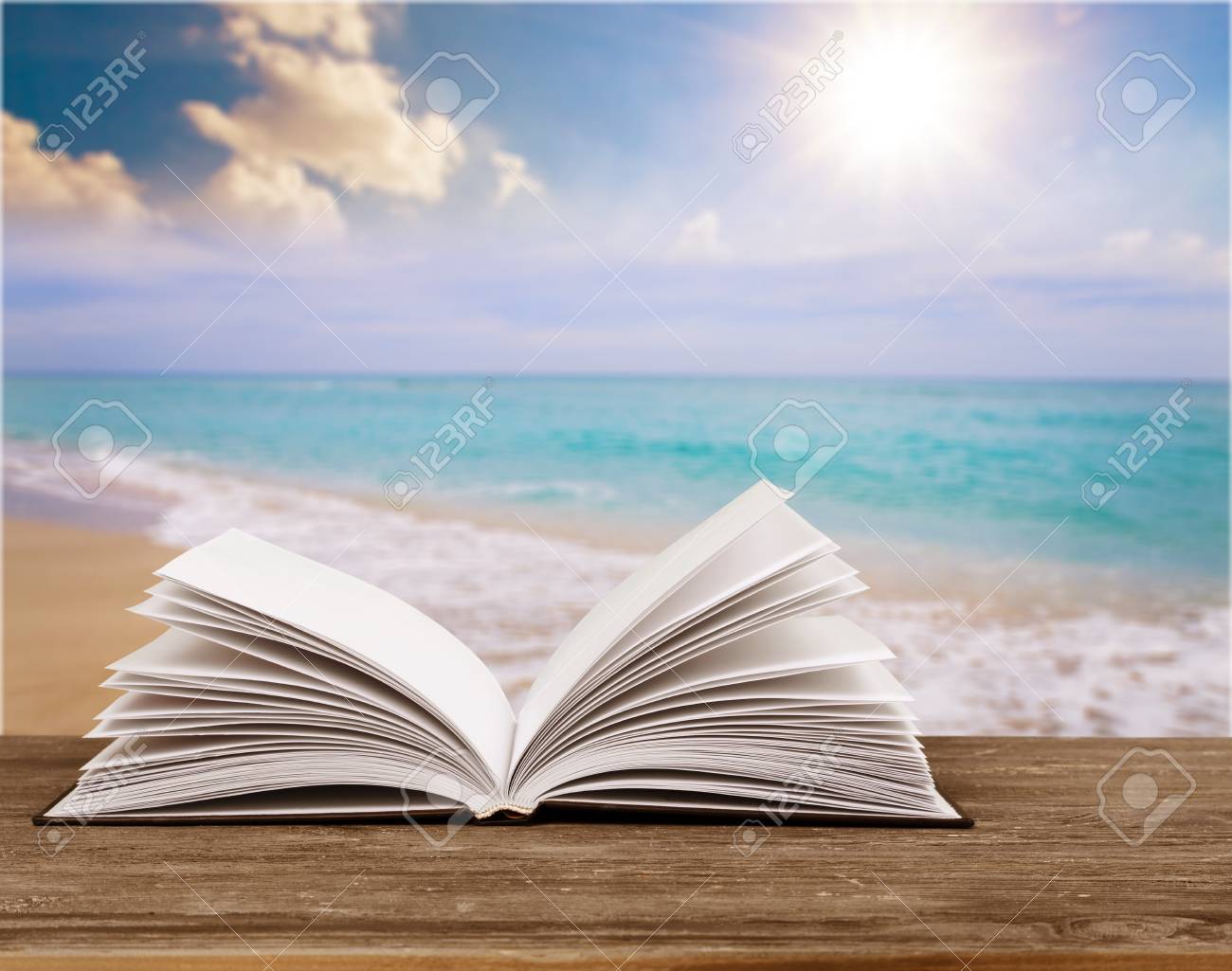 Book On The Beach Stock Photo, Picture And Royalty Free Image. Image  96388117.