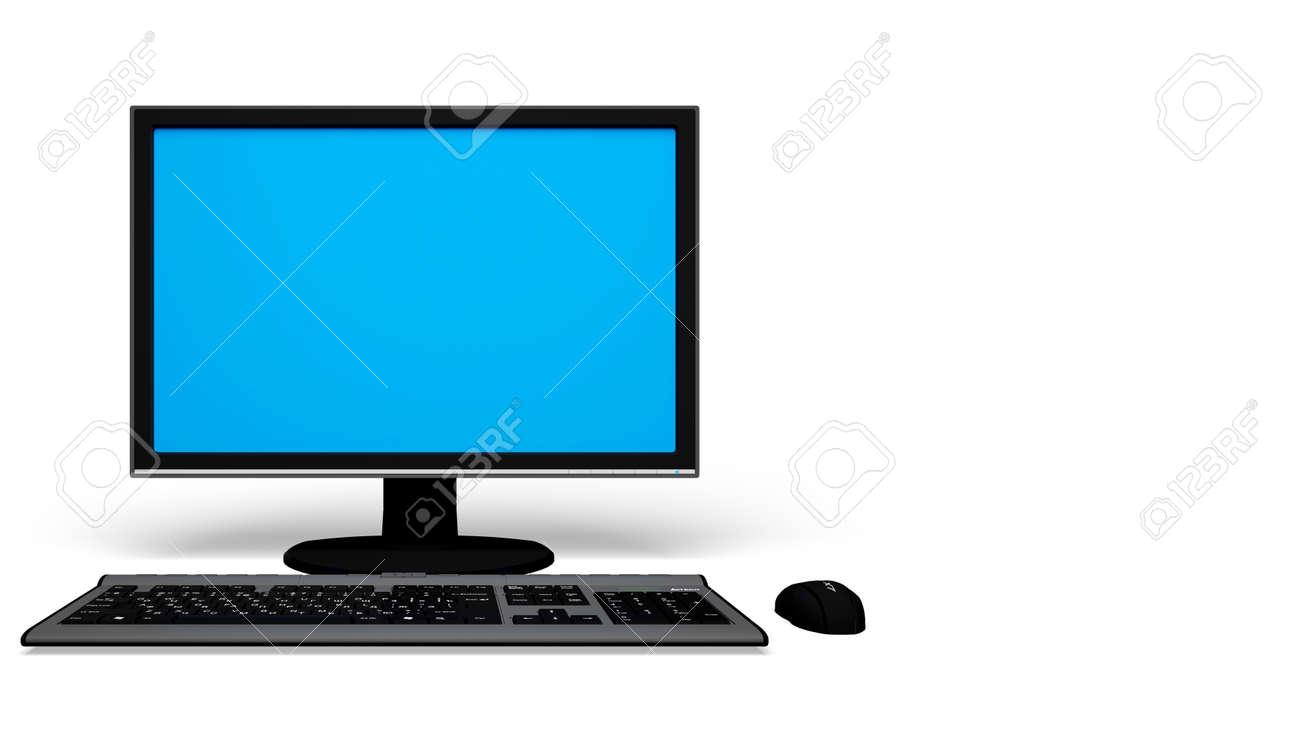 Desktop computer and keyboard and mouse on white - 124452247 Desktop computer and keyboard and mouse on white - 124452247