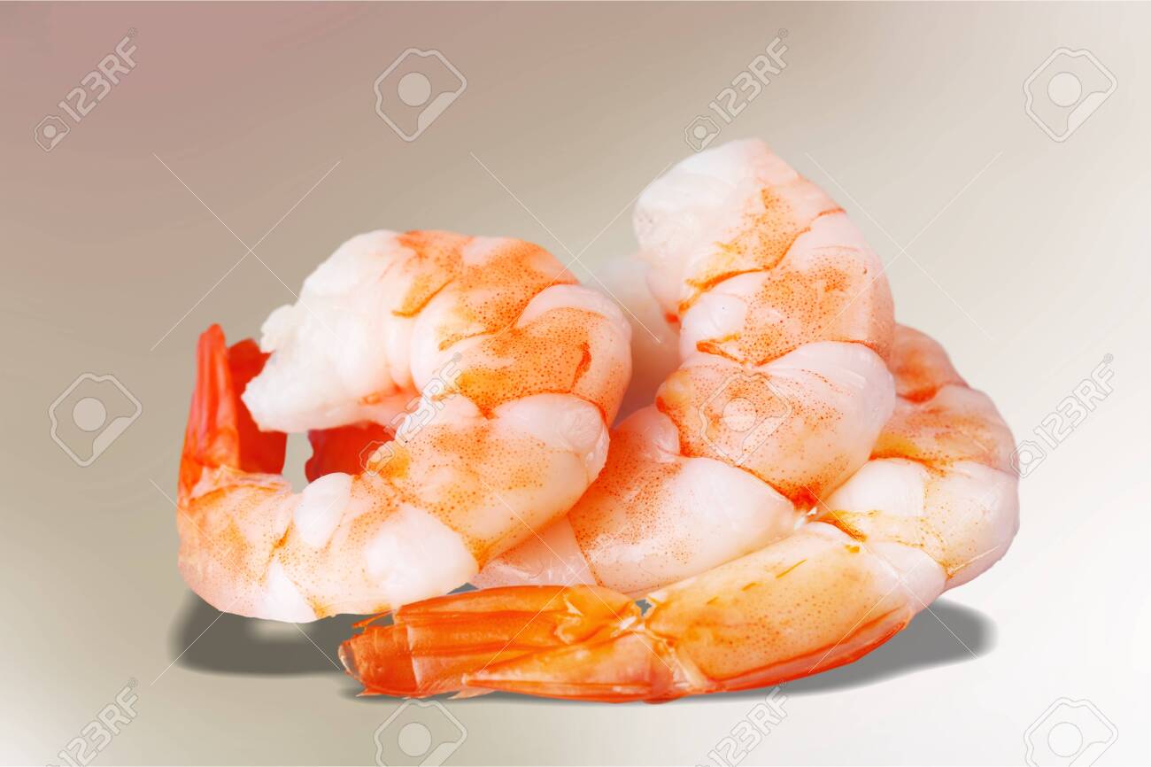 Close-up Tasty Prepared Shrimp on white background - 131983907 Close-up Tasty Prepared Shrimp on white background - 131983907