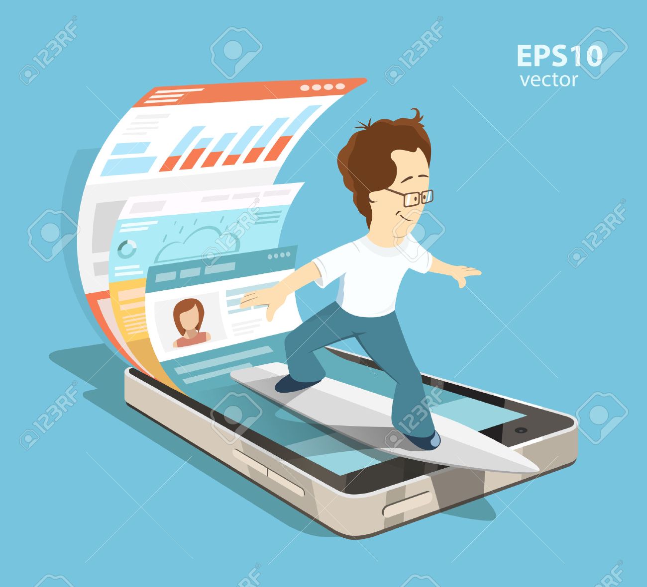 Young programmer software engineer. Mobile app application with ui and ux design development concept. Creative color illustration. - 50570052 Young programmer software engineer. Mobile app application with ui and ux design development concept. Creative color illustration. - 50570052