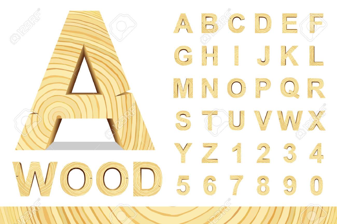 Wooden alphabet blocks with letters and numbers, vector set with all letters, for your text message, title or design. Isolated over white. - 50570064 Wooden alphabet blocks with letters and numbers, vector set with all letters, for your text message, title or design. Isolated over white. - 50570064
