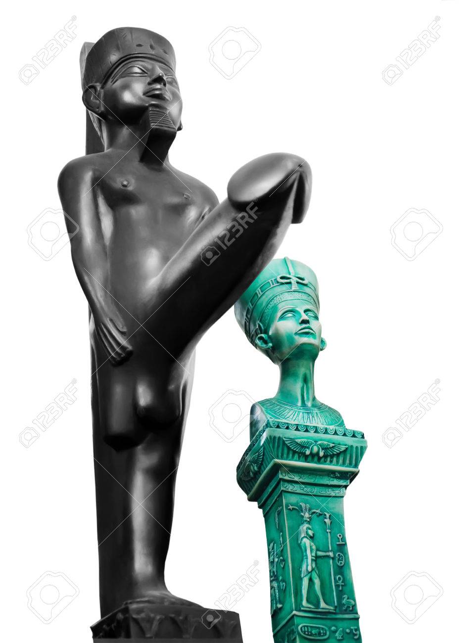 Nofretete Und Der Agyptische Gott Der Fruchtbarkeit Min Statuette Erinnerungsgeschenk Lizenzfreie Fotos Bilder Und Stock Fotografie Image 36070755