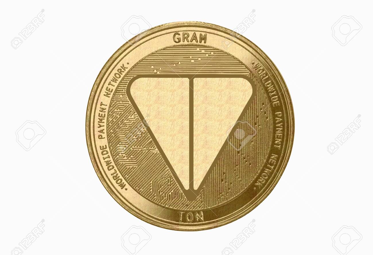 Gold Coin Cryptocurrency Gram, Ton, Round On A White Background Stock  Photo, Picture and Royalty Free Image. Image 129940887.