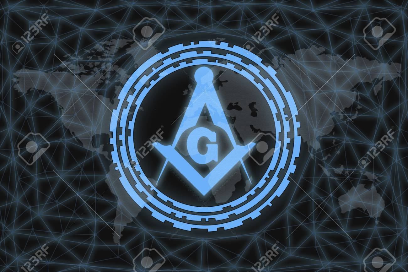 世界地図とネットワークを持つ黒の背景にイルミナティシンボル。世界の陰謀の概念。の写真素材・画像素材 Image 133709570