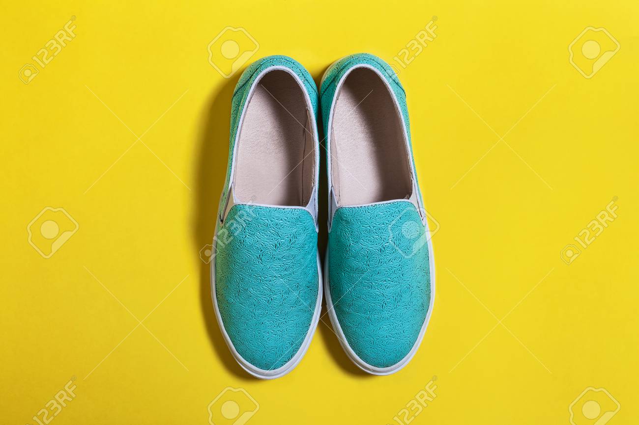 women's blue slip on shoes