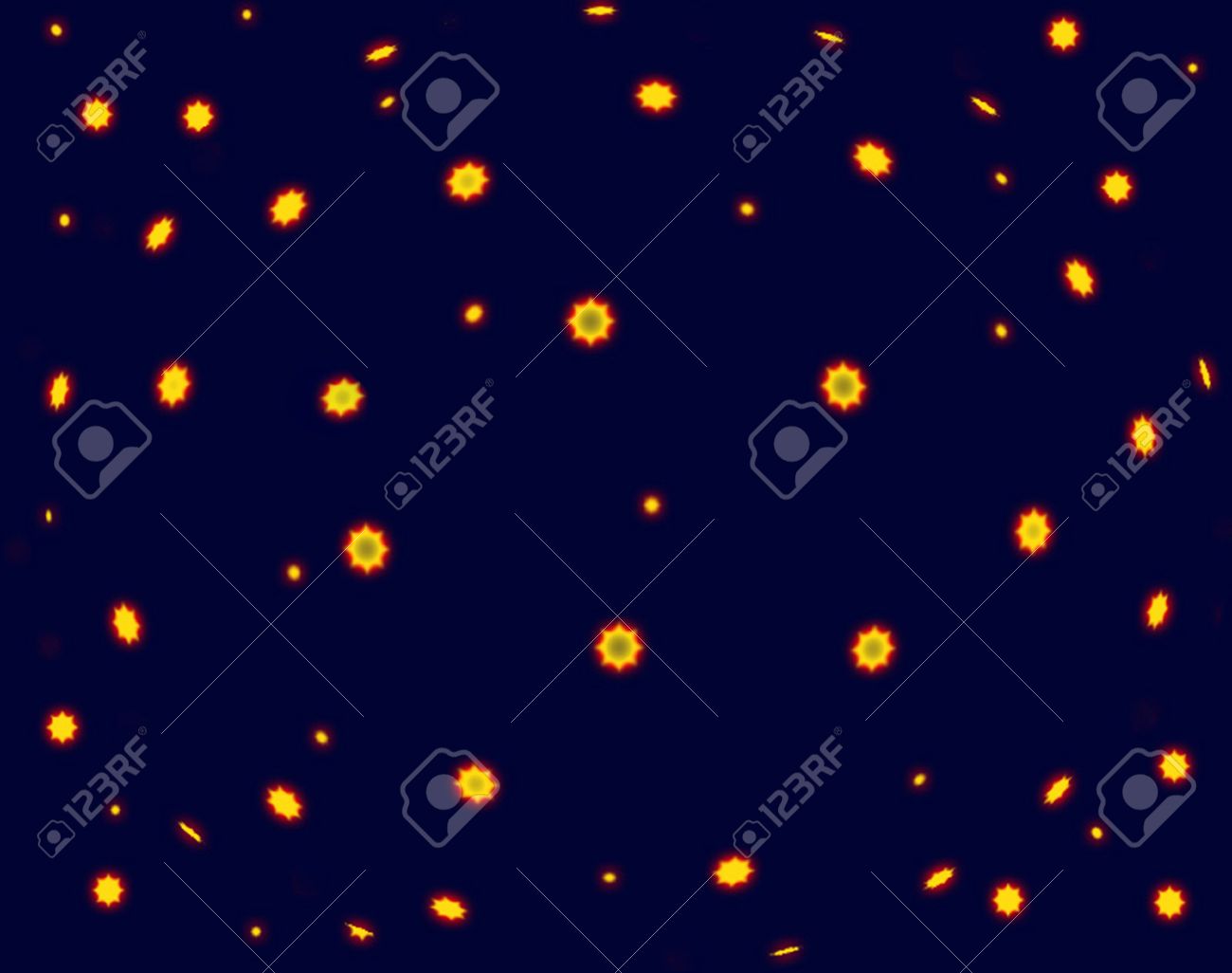 Dessin Raster Du Ciel étoile Sur Un Fond Bleu Foncé étoiles Jaunes Avec Une Franges Orange Sont Tirés