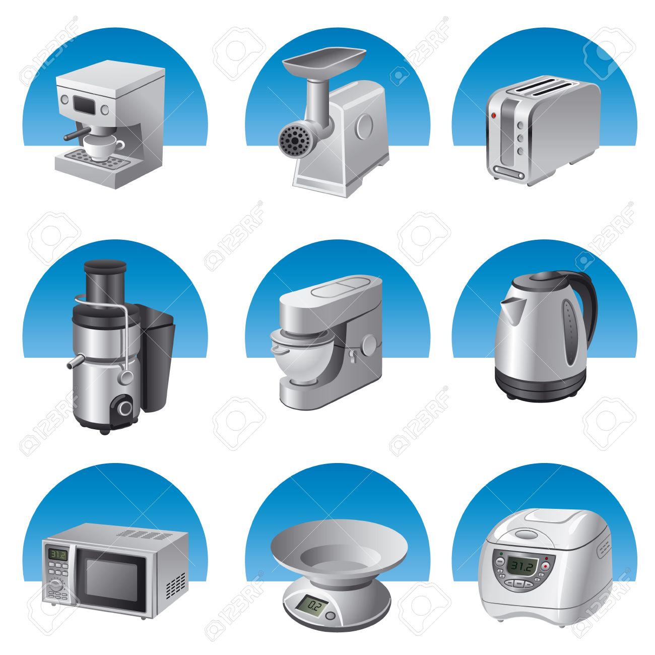 小さい台所電気器具のアイコンを設定 のイラスト素材 ベクタ Image 小さい台所電気器具のアイコンを設定 のイラスト素材 ベクタ Image