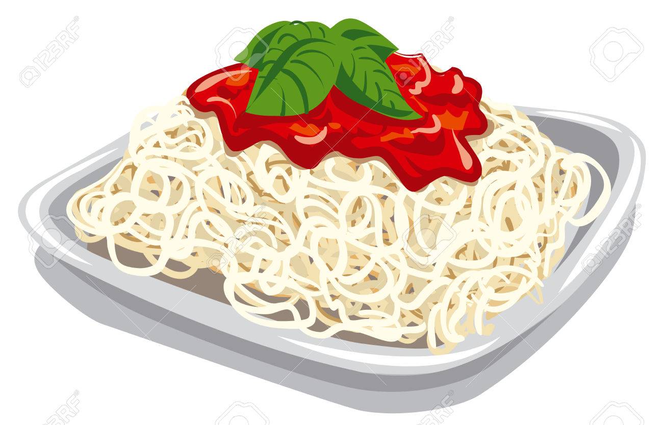 トマトソースのパスタとスパゲッティのイラスト のイラスト素材 ベクタ Image