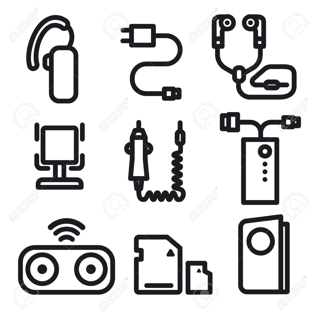 Ilustración De Los De Accesorios Para Dispositivos De Telefonía Móvil. Svg, Vectoriales, Clip Art Vectorizado De Derechos. Image