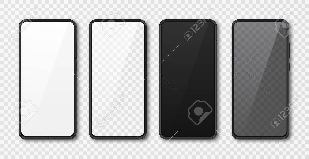 Realistic smartphone mock up set. Mobile phone display isolated on white gray background. 3D template illustration. Vector illustration. - 145553450 Realistic smartphone mock up set. Mobile phone display isolated on white gray background. 3D template illustration. Vector illustration. - 145553450
