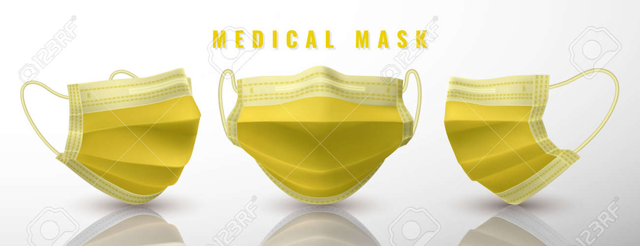 Realistic medical face mask. Details 3d medical mask. Vector illustration. - 145568052 Realistic medical face mask. Details 3d medical mask. Vector illustration. - 145568052