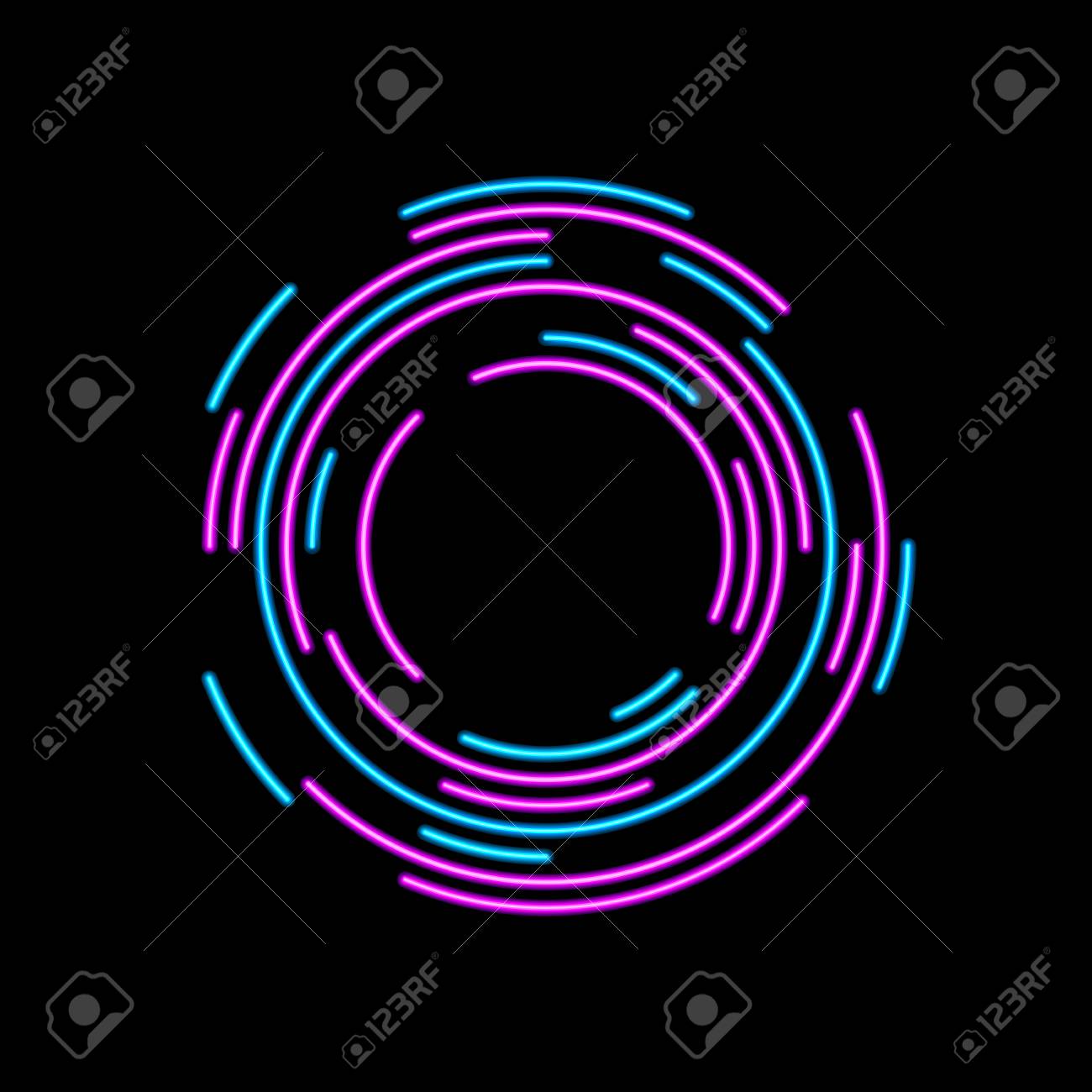 abstract futuristic neon circles logo template isolated glowing