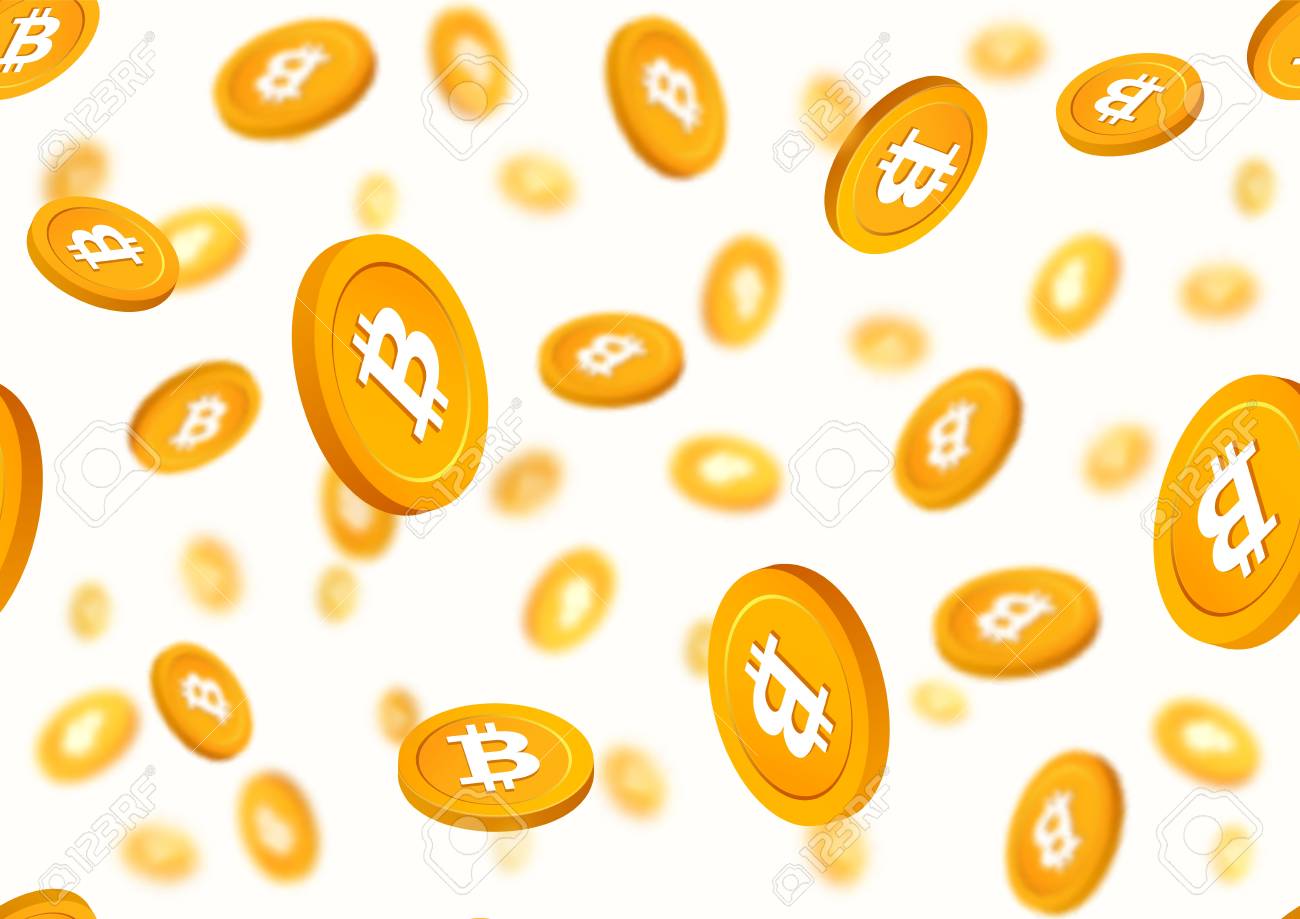 Monedas De Oro Bitcoin Cayendo Patrón De Vector Transparente. Fichas De  Criptomonedas De Oro Sobre Fondo Blanco. Ilustraciones svg, vectoriales,  clip art vectorizado libre de derechos. Image 116055348