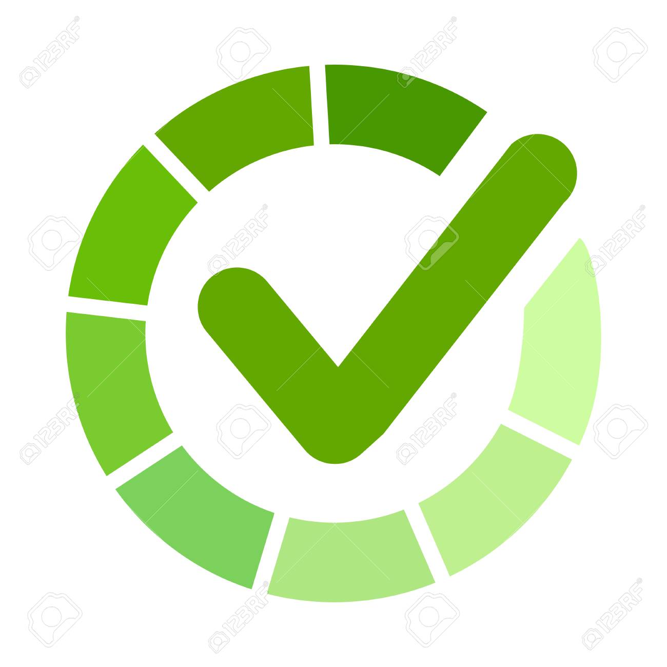 green ñheck mark tick hook signs in circle button for vote yes