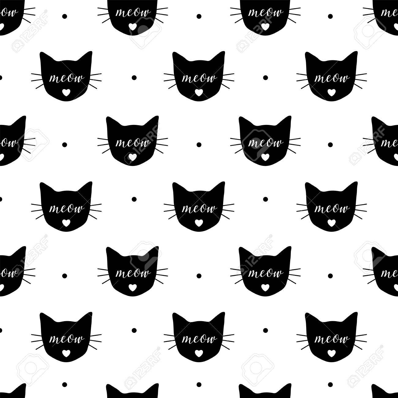 Modele Sans Couture Avec Des Chats Noirs Vecteur Eps10 Impression De Tissu Papier Peint De Reproduction Conception De Textile Miaou Et Tete De Chat Fond Mignon Avec Des Chats Banque D Images Et