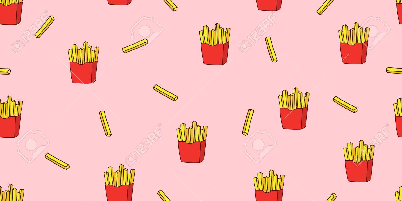 French fries seamless pattern. Fast food wallpaper texture. Vector illustration - 148299065 French fries seamless pattern. Fast food wallpaper texture. Vector illustration - 148299065