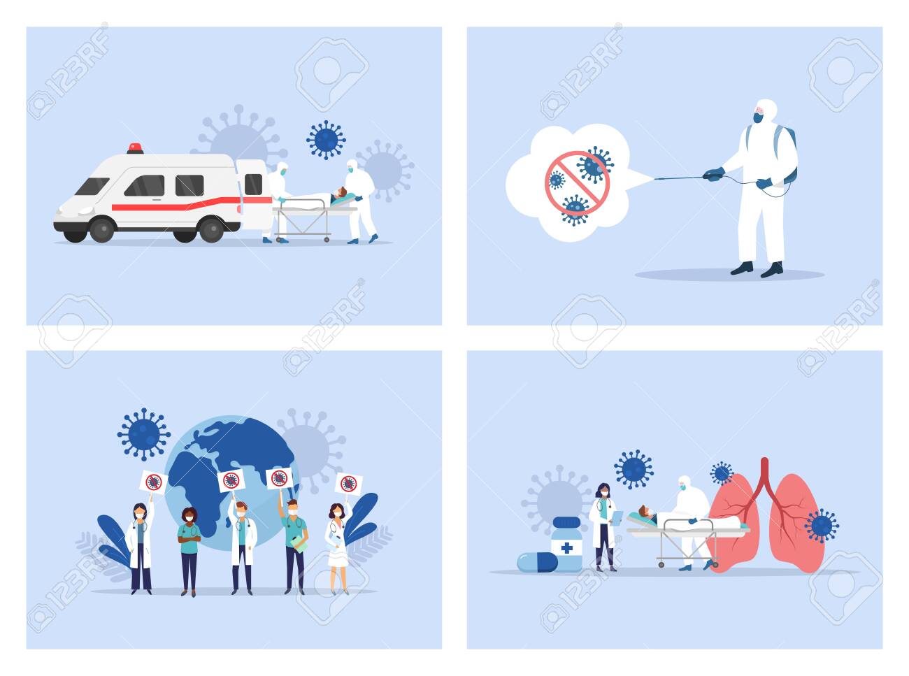 Coronavirus. Medical staff. Ambulance. Doctors and nusres Vector illustration - 148299117 Coronavirus. Medical staff. Ambulance. Doctors and nusres Vector illustration - 148299117