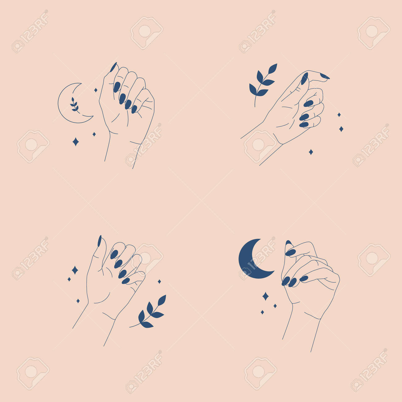 Line art templates. Beautiful female hands. Abstract minimal icons. Vector - 152125900 Line art templates. Beautiful female hands. Abstract minimal icons. Vector - 152125900