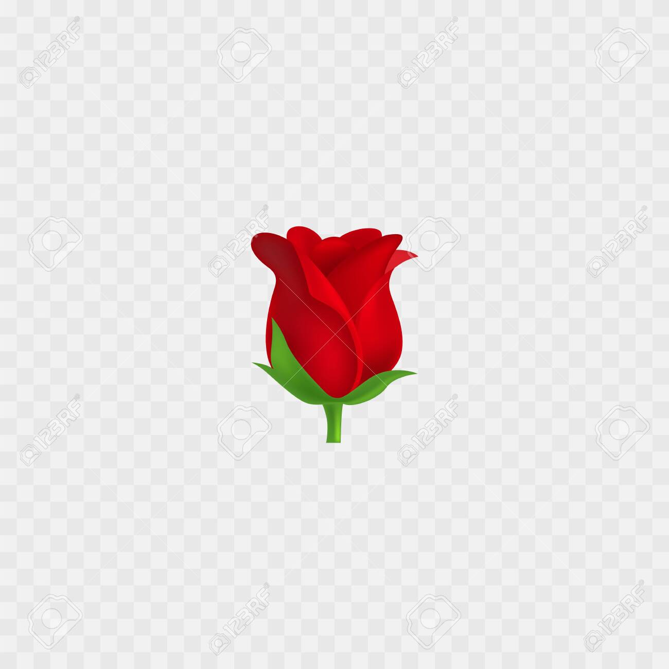 バラの絵文字。赤い花のリアルな3Dアイコン。孤立。ベクターのイラスト素材・ベクター Image 156727082