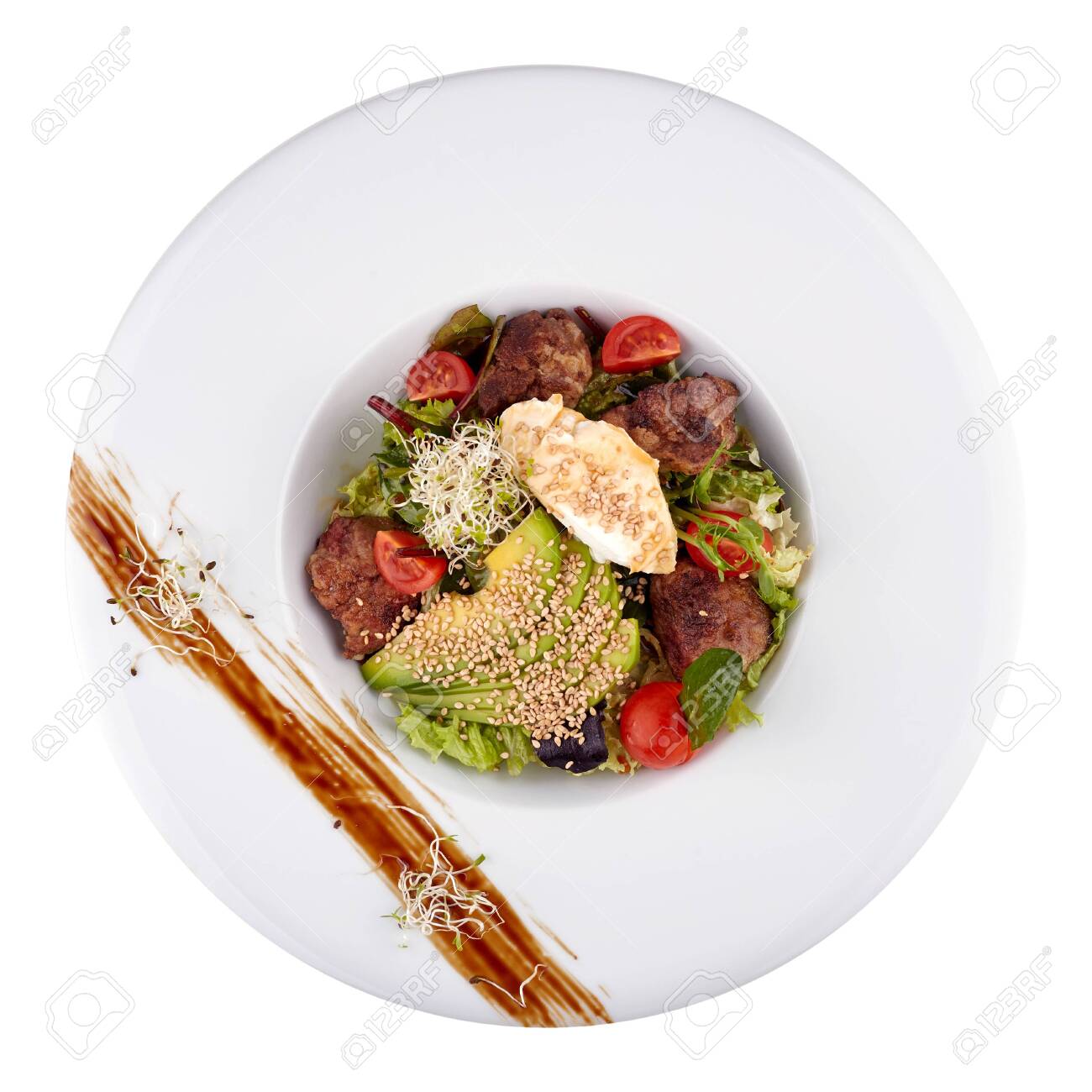 Salad With Chicken Liver And Buko Cheese In A Restaurant Served Stock Photo Picture And Royalty Free Image Image 142384437