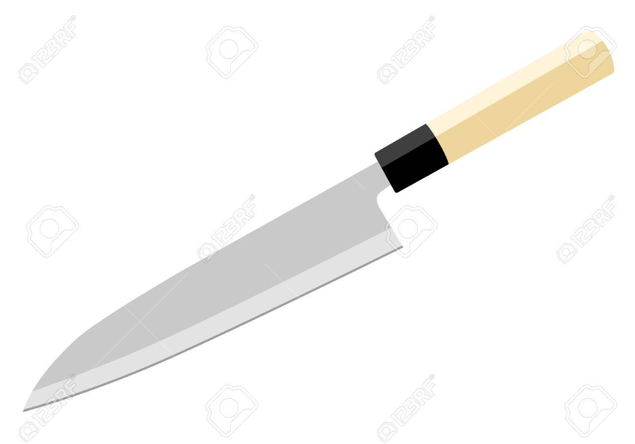 Kitchen Knife Vector japanese chef's knife (gyuto). vector illustration. royalty free Kitchen Knife Vector japanese chef's knife (gyuto). vector illustration. royalty free