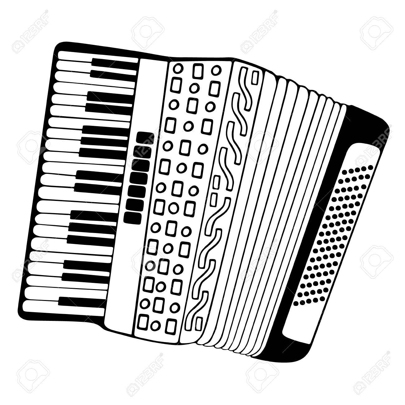 アコーディオンの手描き 白の分離プロセスを設計します のイラスト素材 ベクタ Image