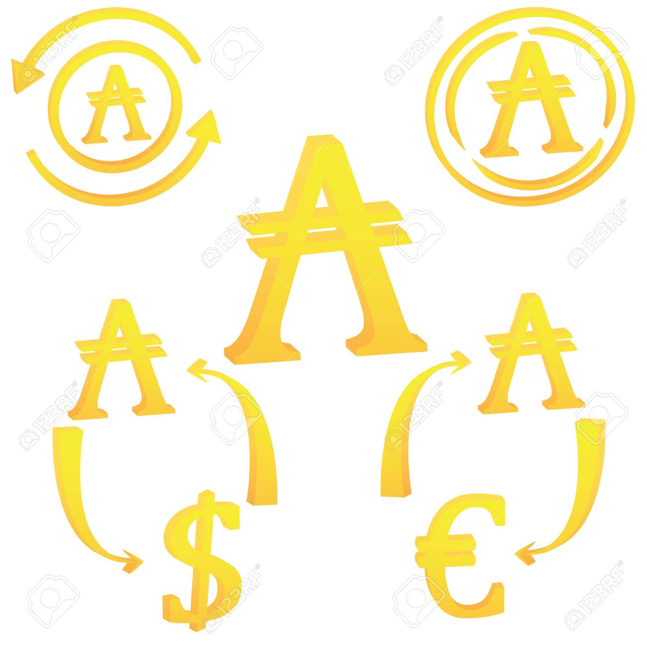 3Dアルゼンチンのオーストラルは、白い背景にアルゼンチンのベクトルイラストの通貨記号アイコンを設定のイラスト素材・ベクター Image  145758855