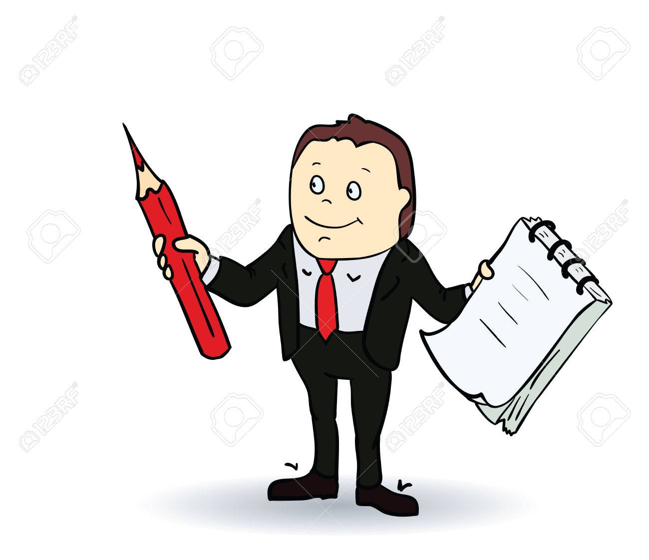 空白のスパイラルのメモ帳と鉛筆を使って漫画の人 ベクトル のイラスト素材 ベクタ Image