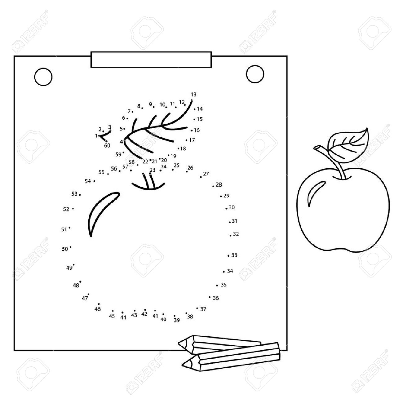 子供のための教育用ゲーム 数字ゲーム アップル 子供のための塗り絵 のイラスト素材 ベクタ Image