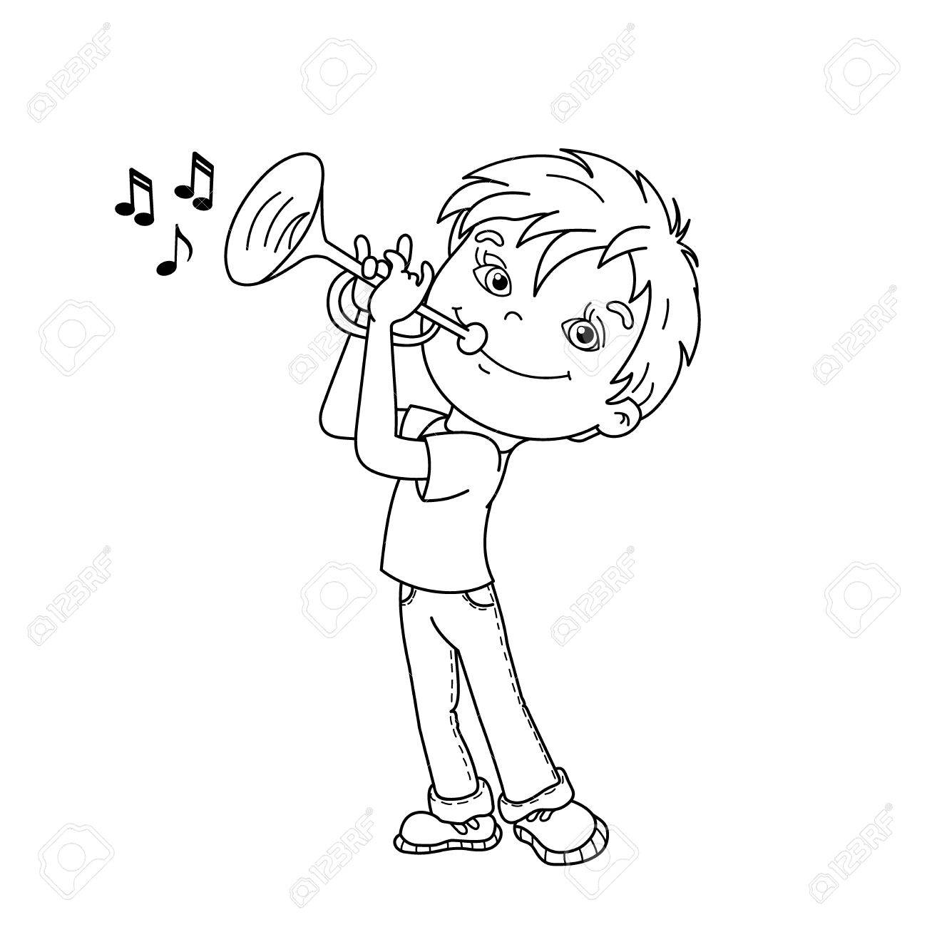 Coloring Page Outline Of Cartoon Boy Playing The Trumpet Musical Royalty Free Cliparts Vectors And Stock Illustration Image 75069413 coloring page outline of cartoon boy playing the trumpet musical