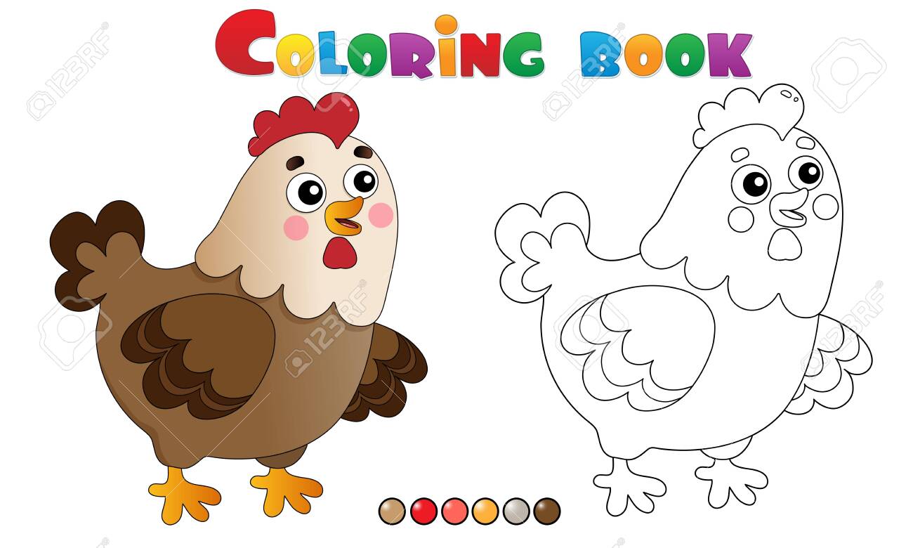 Download Coloring Page Outline Of Cartoon Chicken Or Hen Farm Animals Royalty Free Cliparts Vectors And Stock Illustration Image 137949853
