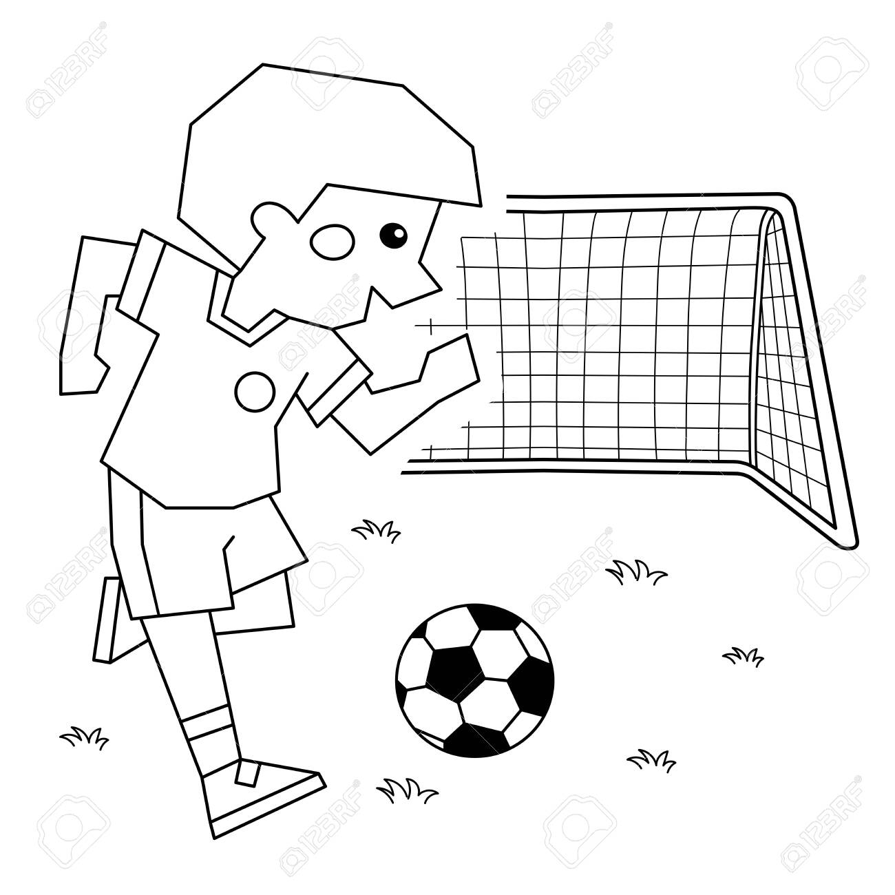 Coloring Page Outline Of A Cartoon Boy With A Soccer Ball And Football Goal Coloring Book For Kids Royalty Free Cliparts Vectors And Stock Illustration Image Coloring Page Outline Of A Cartoon Boy With A Soccer Ball And Football Goal Coloring Book For Kids Royalty Free Cliparts Vectors And Stock Illustration Image
