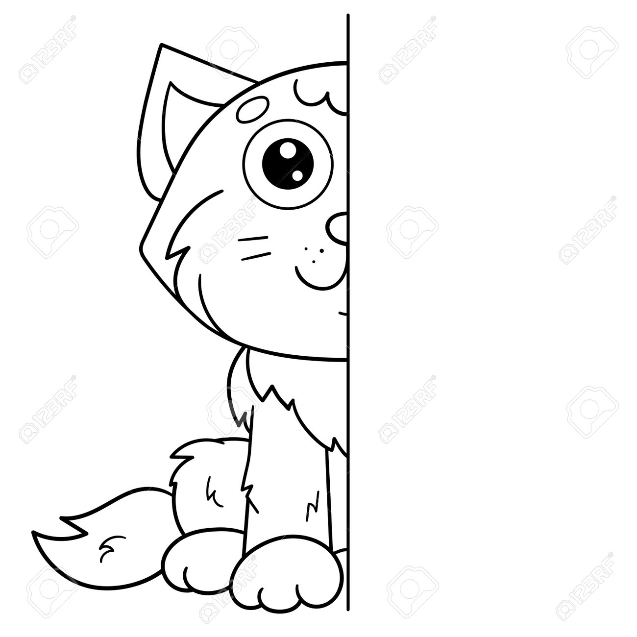 Drawing and Paint Cute Cartoon Cat. Educational Game for Kids. Vector  Illustration. Stock Vector