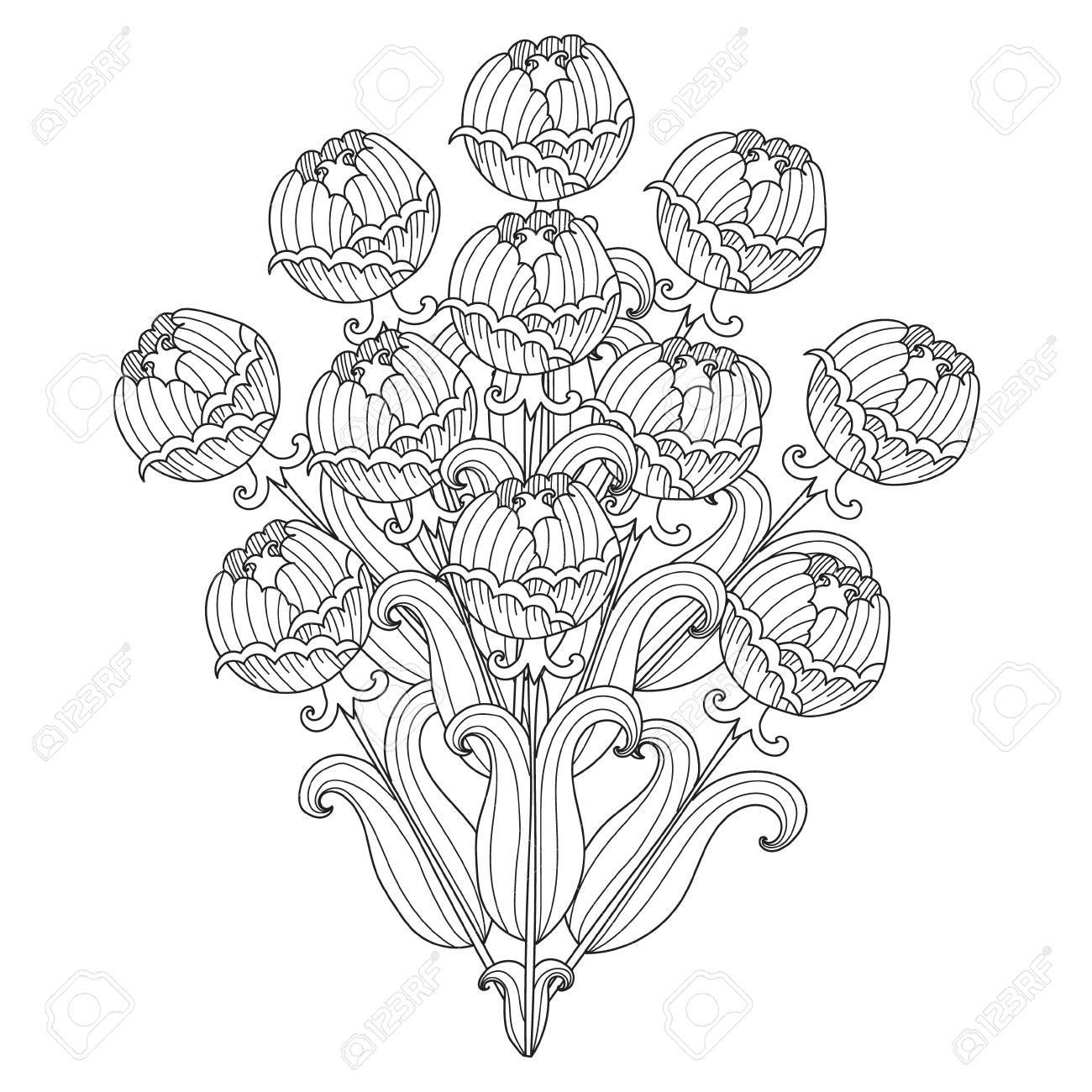 sketch black and white flower vector decorative flowers template template flowers