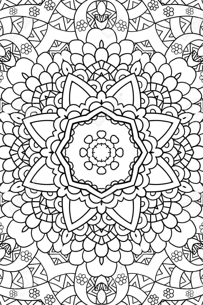 Download Mandala Background Round Ornament Coloring Book For Adults Royalty Free Cliparts Vectors And Stock Illustration Image 63115636
