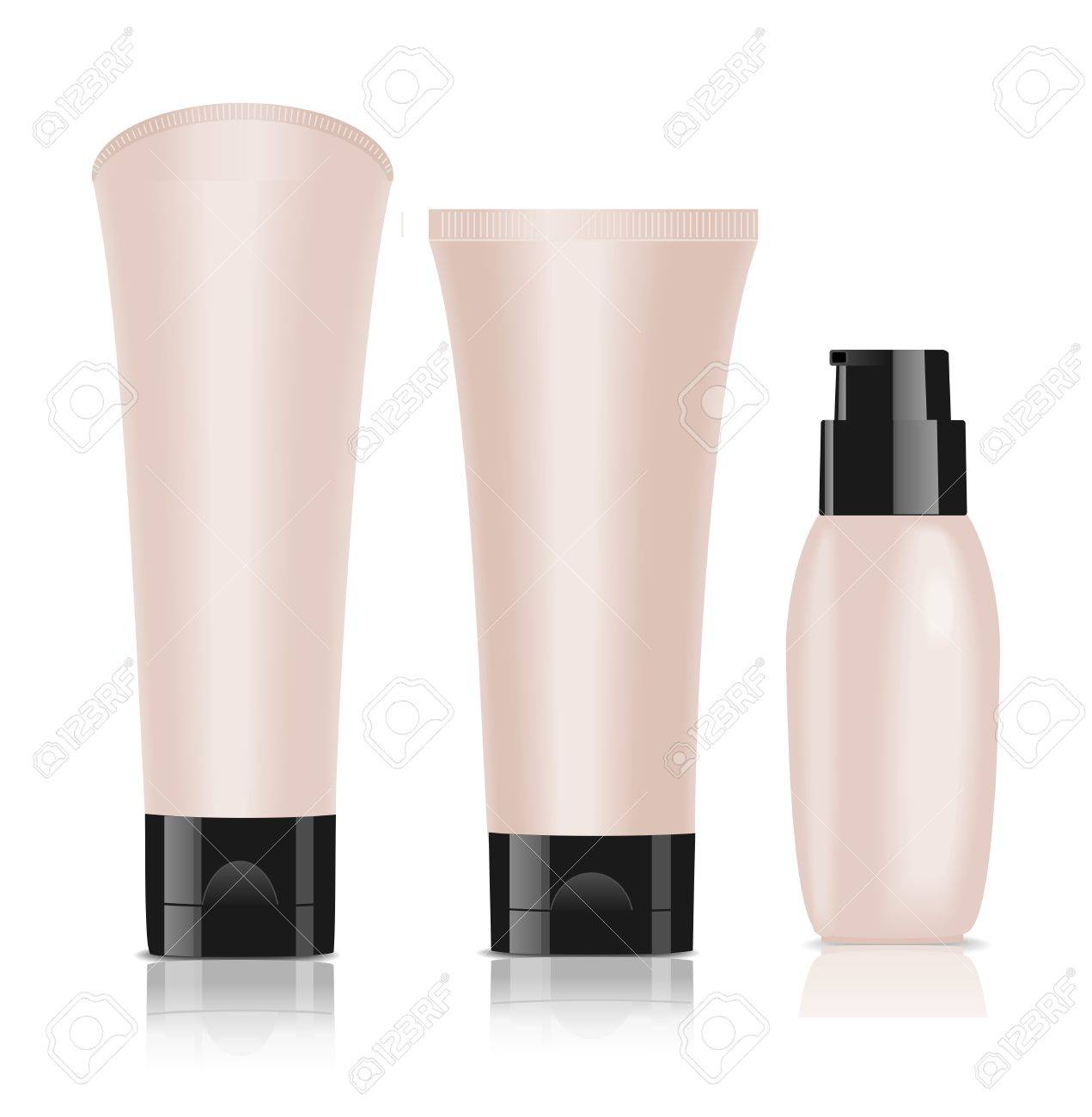Three blank cosmetic containers. Foundation cream. White isolated. Vector illustration - 42933963 Three blank cosmetic containers. Foundation cream. White isolated. Vector illustration - 42933963