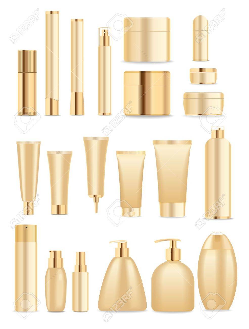 Set of cosmetic tubes isolated on white. Gold and white colors. Place for your textVector - 42934152 Set of cosmetic tubes isolated on white. Gold and white colors. Place for your textVector - 42934152